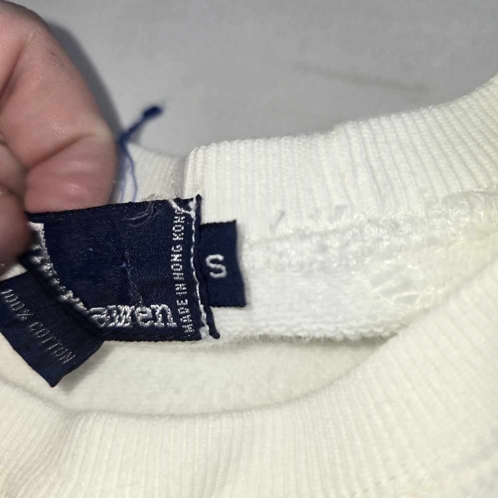 Polo by Ralph Lauren White Crewneck Sweatshirt with Small Navy Pony - Picture 3 of 10